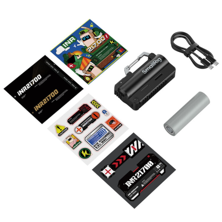 SmallRig 6090 - etui ładujące 2w1 i akumulator INR21700 (czarny zestaw, 5000mAh) - zawartość zestawu